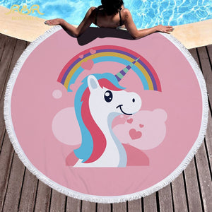 Pink Unicorn Horse Beach Towel