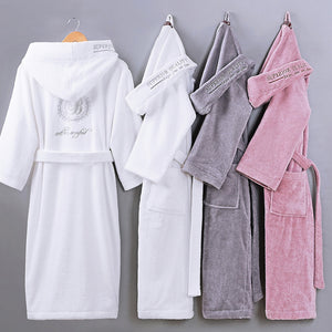 Shower Robe White and Pink