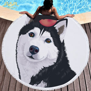 Husky Dog Beach Towel